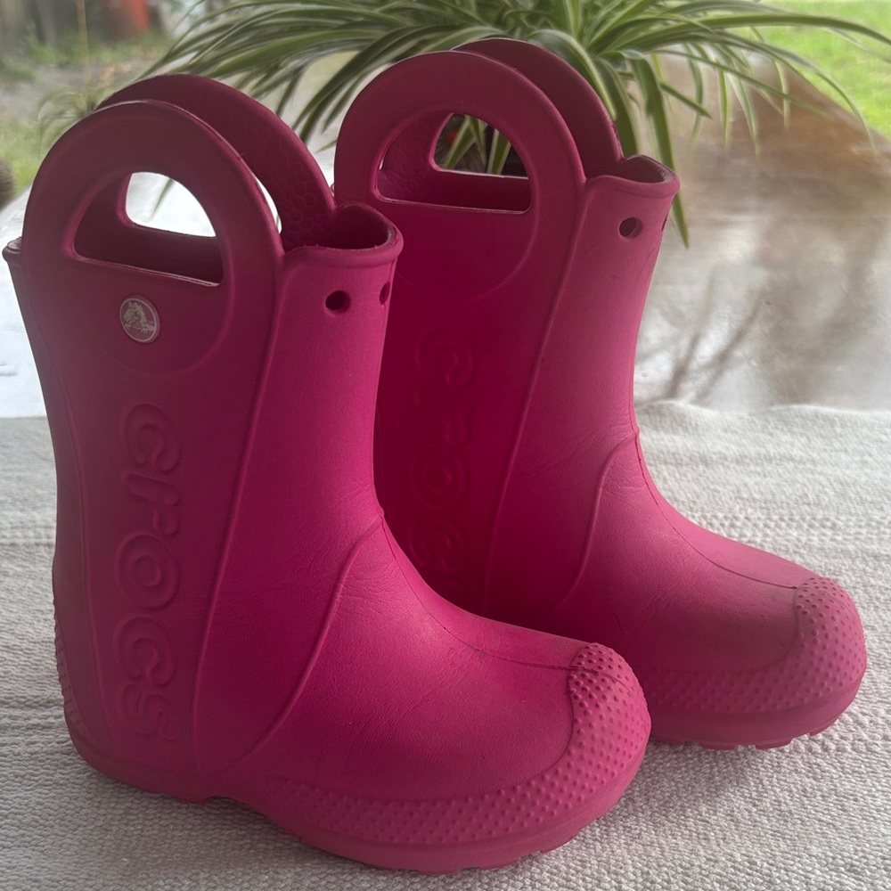 CROCS Kids Hot Pink Handle Rain & Snow Boots